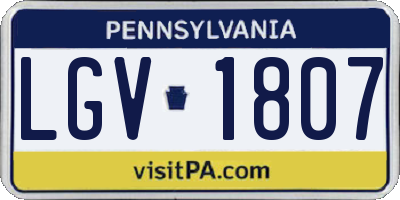 PA license plate LGV1807