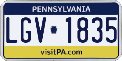 PA license plate LGV1835