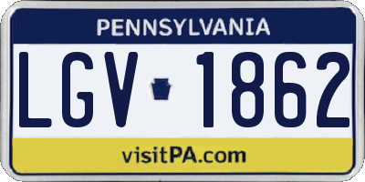 PA license plate LGV1862