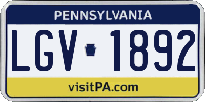 PA license plate LGV1892