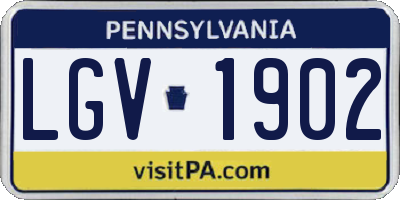 PA license plate LGV1902
