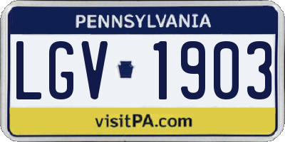PA license plate LGV1903