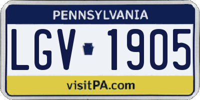 PA license plate LGV1905