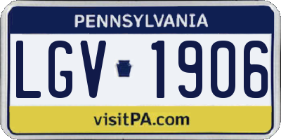 PA license plate LGV1906