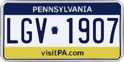 PA license plate LGV1907