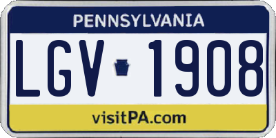 PA license plate LGV1908