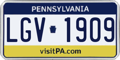 PA license plate LGV1909