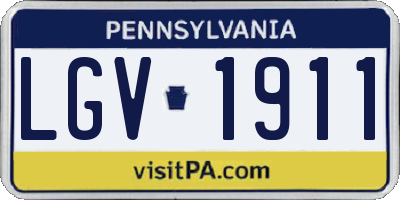 PA license plate LGV1911