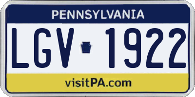 PA license plate LGV1922