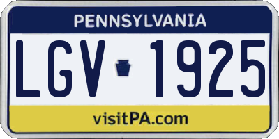 PA license plate LGV1925