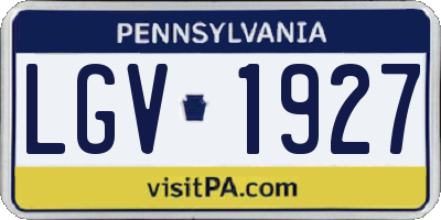 PA license plate LGV1927