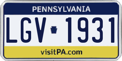 PA license plate LGV1931