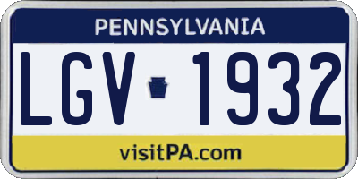 PA license plate LGV1932