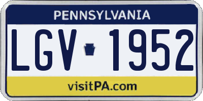 PA license plate LGV1952