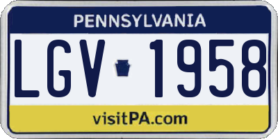 PA license plate LGV1958