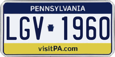 PA license plate LGV1960