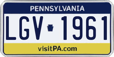 PA license plate LGV1961