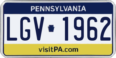 PA license plate LGV1962