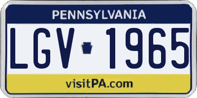 PA license plate LGV1965