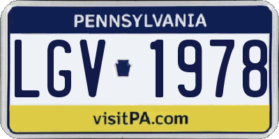 PA license plate LGV1978