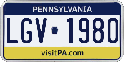 PA license plate LGV1980