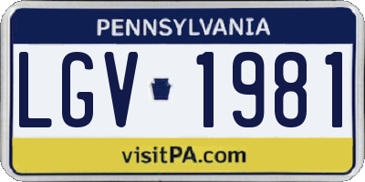 PA license plate LGV1981