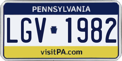 PA license plate LGV1982
