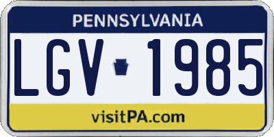 PA license plate LGV1985