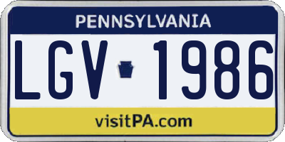 PA license plate LGV1986