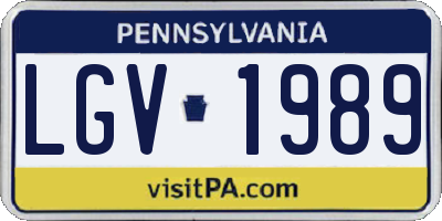 PA license plate LGV1989