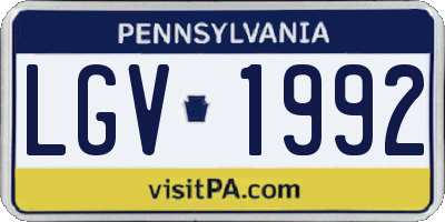 PA license plate LGV1992