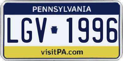 PA license plate LGV1996
