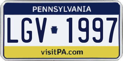PA license plate LGV1997