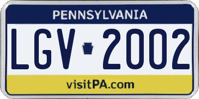 PA license plate LGV2002