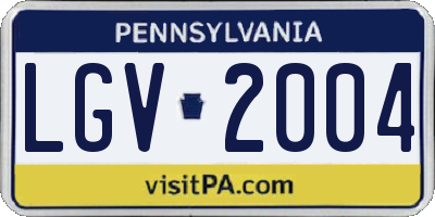 PA license plate LGV2004