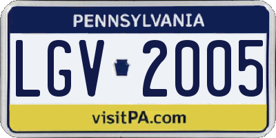 PA license plate LGV2005