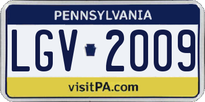 PA license plate LGV2009
