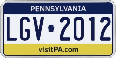 PA license plate LGV2012