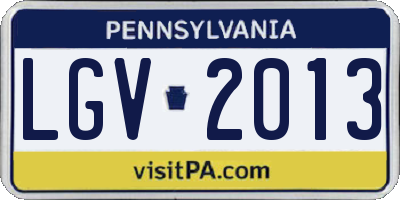PA license plate LGV2013