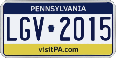 PA license plate LGV2015