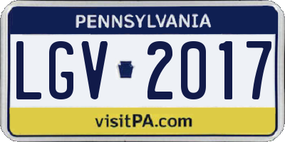 PA license plate LGV2017