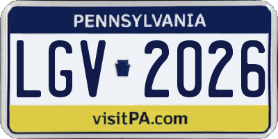 PA license plate LGV2026