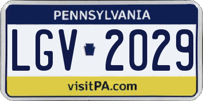 PA license plate LGV2029