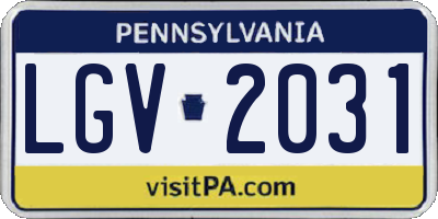 PA license plate LGV2031