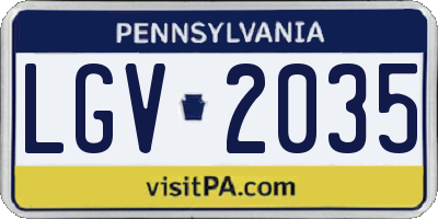 PA license plate LGV2035