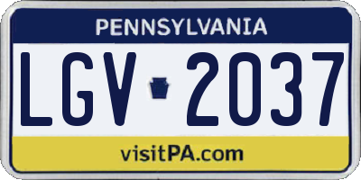 PA license plate LGV2037