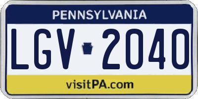 PA license plate LGV2040