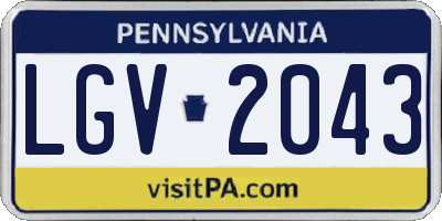 PA license plate LGV2043