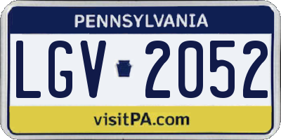 PA license plate LGV2052