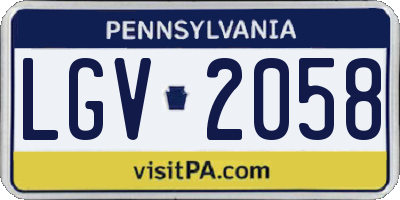 PA license plate LGV2058